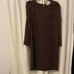 LOFT Animal Print Long Sleeve Dress